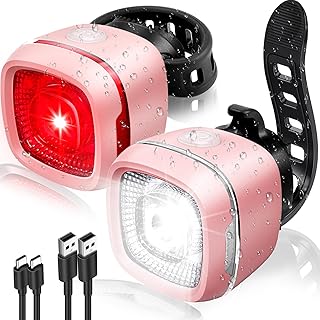 Bicycle Front & Rear Lights, Type-C Rechargeable LED Bike Light Set, IPX6,Waterproof Flashlight for Night Riding, Safety Headlight Taillight, Kids Girls Children's Bicycle Accessories product image