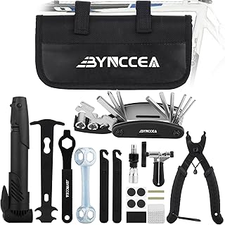 Bynccea Bike Tire Repair Tool Kit with Tire Pump, Portable Bicycle Repair Bag Bicycle Tyre Lever Patch Repair Tools, All in One Bicycle Tire Patch Kit for Mountain Bike and Road Bike product image