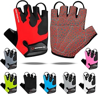 WESTWOOD FOX Cycling Gloves Half Finger Unisex Padded Grips Palm Bicycle Summer MTB Bike Gloves for Men Women Non-Slip Fingerless Short Mountain Bike Sports Hiking Climbing Gym product image