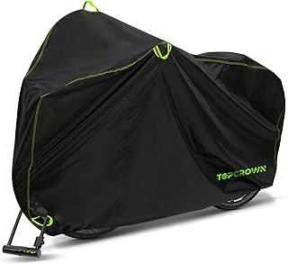 Bike Cover Waterproof Outdoor Storage for 1/2/3 Bikes, Bicycle Cover Rain Sun UV Dust Wind Proof with Storage Bag for Mountain Road Bike/Ebike (210D Black+Green, XL Size for 1 bike) product image