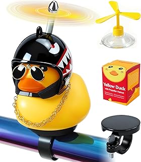 Rubber Duck Bike Decorations [New Stable Clamp Mount] Cute Squeak Duck Bike Bell [Two Helmet Propeller] Funny Bike Accessories E Scooter Motorcycle Cycling Gifts product image