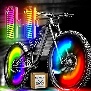 Bike Wheel Lights Rechargeable(2pack), Bike Spoke Lights Weatherproof, Adults Kids Bike Lights for Wheels 7-Color Variable, Motion Sensor,Fit All Wheel Sizes of Bike,Toddler Balance Bicycle, E-Bike product image