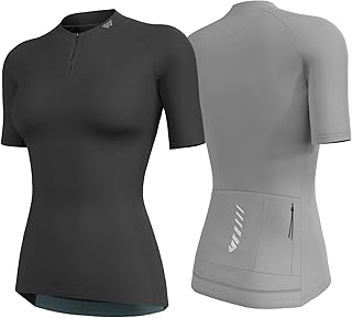 Wulibike Cycling Jersey Women Half Zipper Short Sleeve Breathable Road Biking Bike Shirts for Zip Pocket Cycle Tops Upf50+ product image