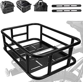 Bike Basket Rear, Bicycle Basket with Liner,Waterproof Cover,Cargo Net, Large Bike Back Baskets, Heavy Duty Rear Bicycle Baskets for Most Bikes and E-Bike product image
