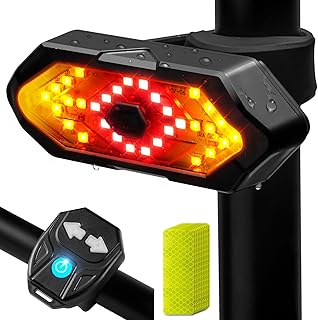 Bike Tail Light with Turn Signals USB Rechargeable Bike Turn Signals 120 Lumens Ultra Bright LED Turn Signals for Bicycle 5 Mode with 10PCS Safety Reflective Tape for Cycling Electronics product image