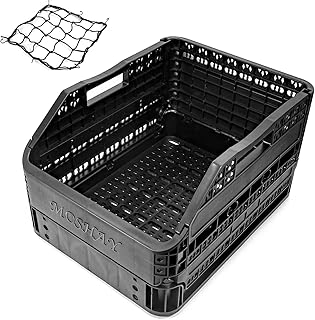 MOSHAY Bike Bicycle Foldable Rear Basket - Patented Design Easy to Install Bike Storage Rear Basket with 32L Large Capacity - Premium Quality Durable Resistant to Heat & Corrosion product image