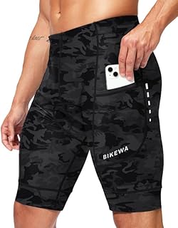 Bikewa Padded Bike Shorts for Men 4D Cycling Road Riding Biking Padding Bicycle Shorts with Phone Pockets product image