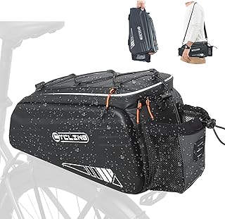 Bike Bags for Bicycle Rear Rack - 10L EVA Hard Shell Waterproof 3-in-1 Ebike Trunk Cargo Pannier Bag with Reflective Strip & Shoulder Strap for Commuter Travel Outdoor Cycling Accessories product image