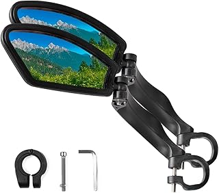 Bike Mirror for Handlebars – Adjustable 360° Bicycle Rear View Mirror, Wide-Angle Shatterproof Glass, Durable Handlebar Mounted Bike Mirror for Road, Mountain & E-Bikes – Safety Cycling Mirror product image