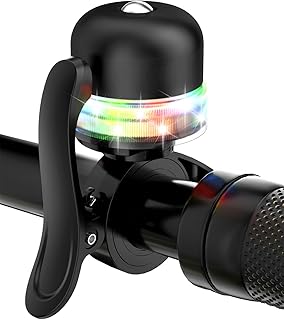 Bike Bell for Kids & Adults, Light up Bike Accessories Adjustable with Ferrules Fit for 0.74-1.25in(19-31.8mm) Bicycle Handlebars, Aluminum Made & Crisp Sound for Mountain Dirt Road Bike Ebike product image