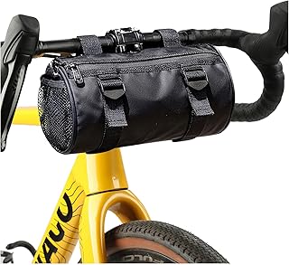 SEAFEW 4L Black Bike Handlebar Bag, Waterproof Bicycle Accessories, Bike Frame Front Pouch with Zipper and Shoulder Strap, Small Mountain Road Bike Barrel Bag product image