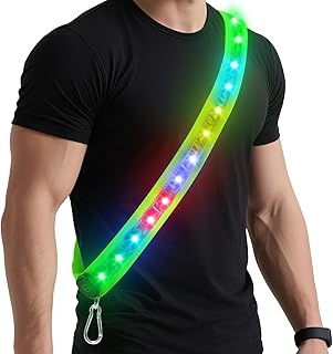 Zacro LED Reflective Sash Light Up Vest for Night Walking with 5 Colors & 3 Light Modes, Rechargeable High Visibility Neon Safety Gear for Men Women Dog Walking product image