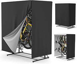 Vertical Bike Rack Cover,Fits 5-8 Bicycle Storage Rack,Bike Covers Outdoor Storage Waterproof,Dustproof Bicycle Cover,Black product image