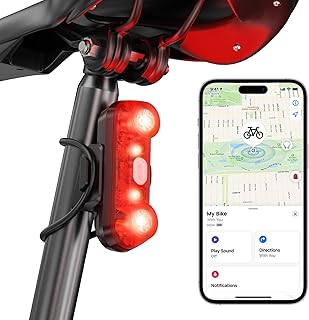 Bike Tail Light with Bike Tracker, GPS Real-Time Track (iOS Only, Work with Apple Find My), 3 Light Modes, Rechargeable Type-C, IPX6 Waterproof, Cycling Safety Rear Bike Light for Night Riding product image