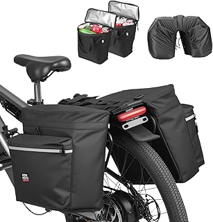 KEMIMOTO Bike Panniers 3-IN-1, 34L Bike Bag with Two 9L Insulated Cooler Pack, Bicycle Saddle Bag Includes Waterproof Rain Cover, Cycling Accessories for Camping Shopping Road Cycling Travel, Black product image