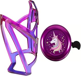 Bike Bell and Water Bottle Holder Set, Purple Bicycle Accessories with T-Rex Design, Decorative Handlebar Mount (Purple) product image
