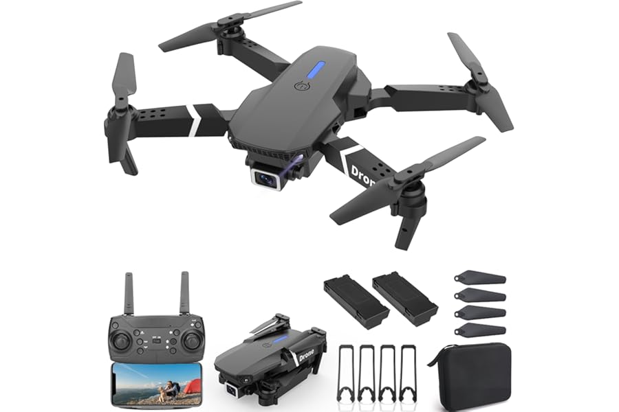 MOCVOO Drone With 1080P Camera for Adults Beginners Kids, Foldable RC Quadcopter, Toy Drones Gifts, FPV Drone Video, 2 Batteries, Carrying Case, One Key Start, Headless Mode, Waypoints fly, 360° Flips product image