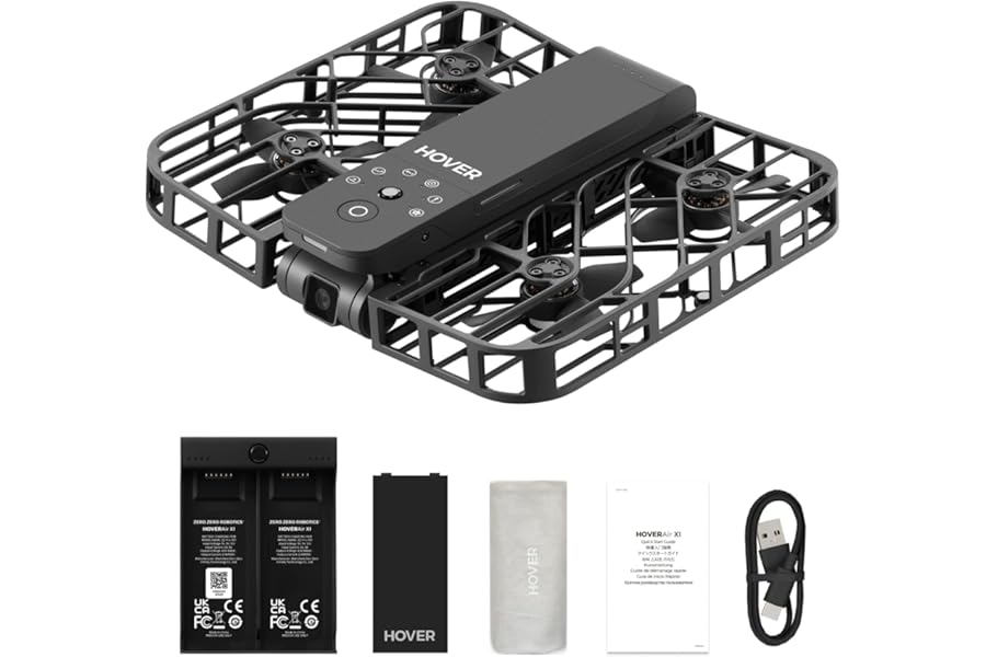HOVERAir X1 Drone with Camera, Self-Flying Camera Drone with Follow Me Mode, Foldable Mini Drone with HDR Video Capture, Palm Takeoff, Intelligent Flight Paths, Hands-Free Control Black (Combo) product image