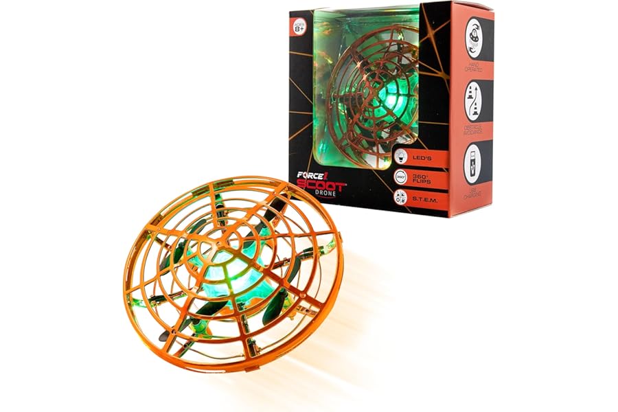 Force1 Scoot Skeet Mini Drone Electronic Shooting Game for Kids (Drone Only)- Hand Drones for Kids Compatible with Scoot Skeet LED Blaster, Electronic Target Game Indoor Flying Ball Drone Toy (Orange) product image