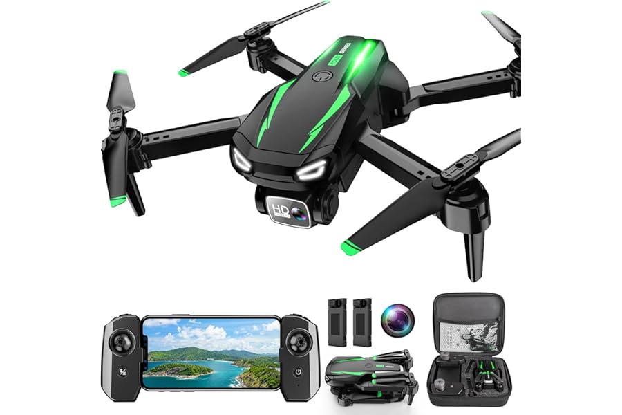 Drone with Camera, 1080P HD FPV Foldable Drone for Kids Adults Beginners, Brushless Motor RC Quadcopter with Stable Hover, Gestures Selfie, Waypoint Fly, 3D Flips, One Key Start, 2 Batteries product image