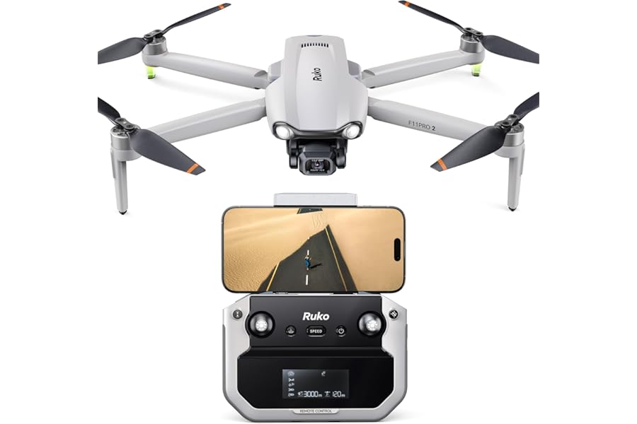 Ruko F11PRO 2 Drone with Camera for Adults, 6K Camera Drone, 3-Axis Gimbal, 2 Batteries for 70-Min Flight Time, Long-Range Transmission, Auto Return & Beginner Mode product image