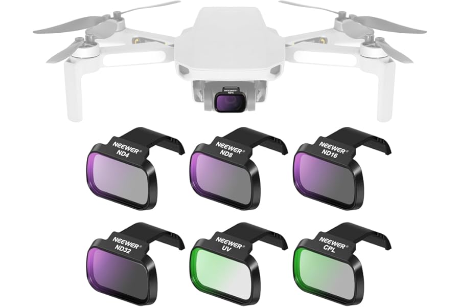 NEEWER 6 Pack ND Filter Set Compatible with DJI Mini 4K/2/Mavic/SE/2 SE, Drone Lens Accessories, Snap On CPL UV Neutral Density Filters ND4/ND8/ND16/ND32, Multi Coated HD Glass Gimbal Safe, FL-B31 product image