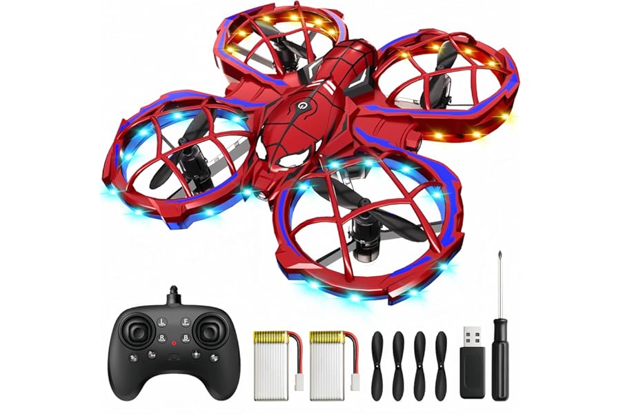 Spider Mini Drone for Kids, RC drone with LED Lights, Indoor & Outdoor Flying Toy for 8-12 Years Old Boys, 3 Speeds Mode, 360° Flips, Auto Hovering, Headless Mode, Birthday Gifts for kids Ages 3+ product image