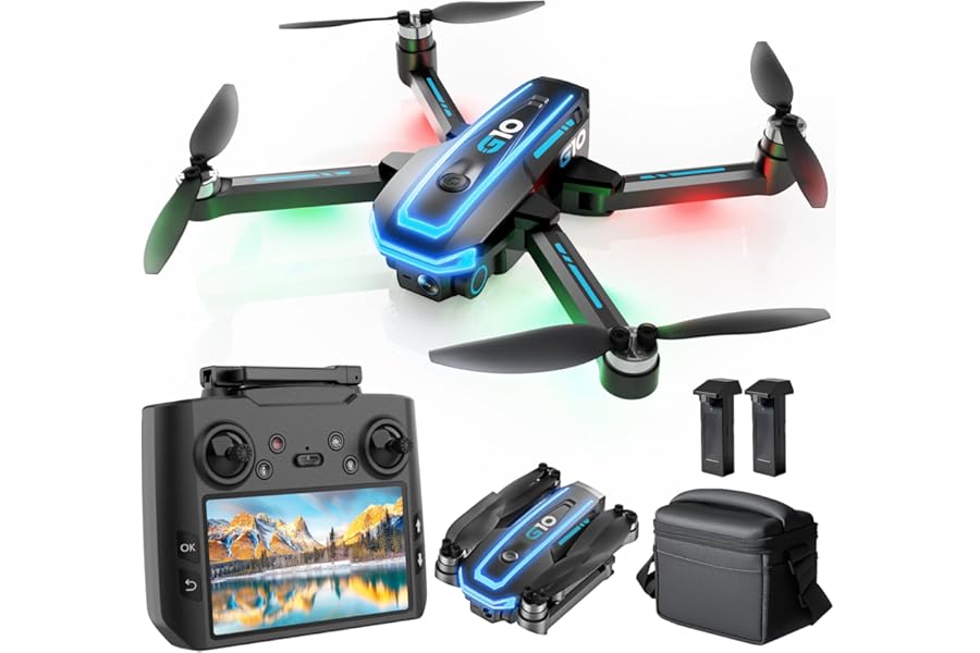 GPS Drone with 4K HD Camera for Adults,4.5 inch HD Screen on Remote Controller,FPV RC Drones with Auto Return, Follow Me and Lightweight,2 PCS Batteries for Long Flight Time,Easy Fly Quadcopter for Beginners,Under 250g product image
