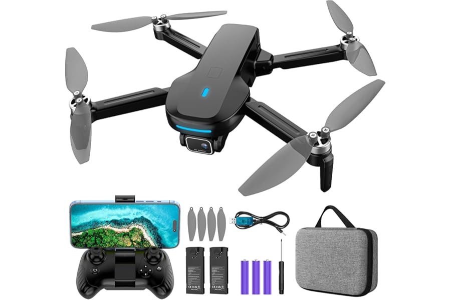 CrazyNov Drone with Camera, 1080P HD FPV Drone with Brushless Motor, One Key Take Off/Landing, Altitude Hold, Gesture Selfie, 3D Flips, 2 Batteries, Drones for Kids Beginners product image