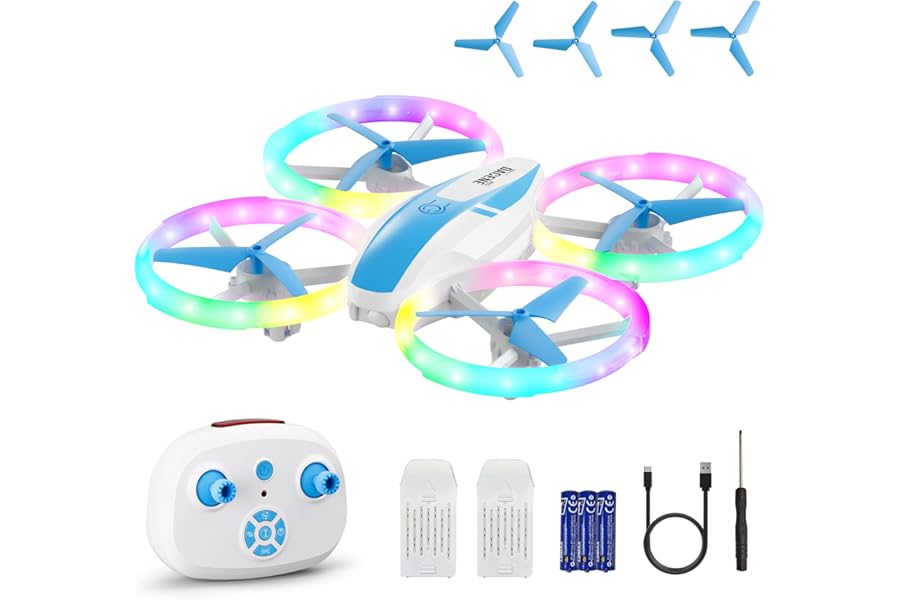 Dacene Mini Drone for Kids,RC drone with LED Lights and Propeller Protection,2 Rechargeable Batteries,Altitude Hold,360° Flips,3 Speed Modes,Flying Toy for Beginners,Gifts Toys for Boys Girls product image