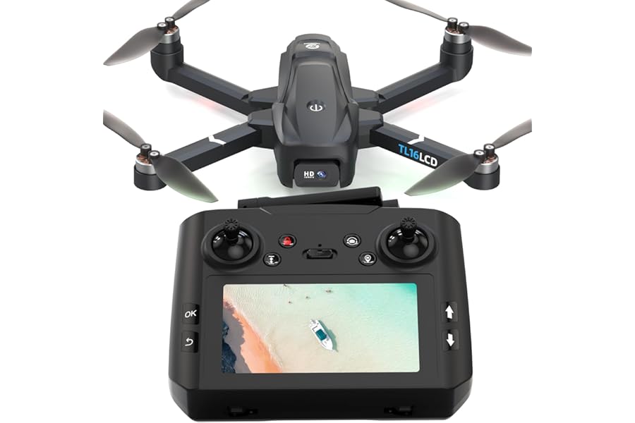 Tolatoyus Drones with Camera for Adults 4K, GPS Drone with 4.5” LCD Screen Controller Follow Me Auto Return 5G Long Range Transmission Foldable FPV Drone for Beginners Under 249g product image