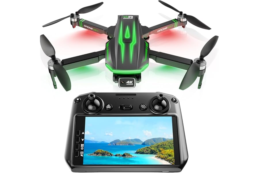 S8 GPS Drones with EIS 4K Camera for Adults kids, 5" Screen on Controller,60 Min Flight Time,Auto Return,Long Range Transmission,Brushless Motor,QuickShots,Foldable and Lightweight Quadcopter with Follow Me,Christmas Toy Birthday Gifts,Under 249g product image