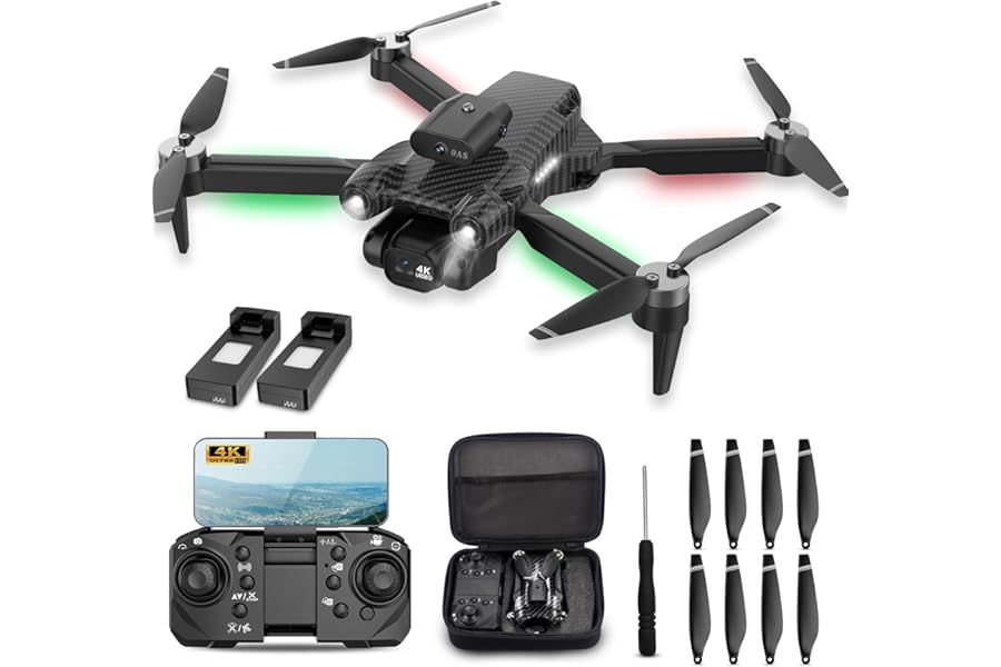 4K Camera Drone for Kids 8-12 & Adults - Beginner-Friendly Mini Drone with Emergency Stop, Headless Mode,360° Flips, Carrying Case & 2 Batteries, RC Quadcopter Toys for Boys Girls Age 6-14-Charcoal black product image