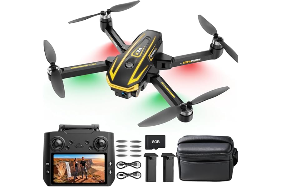 FPV Drone with Camera 4K for Adults,Big Screen on Remote Controller,2 pcs Batteries and Carrying Case,Gift for Men,Easy Fly Quadcopter for Beginners with Optical Flow Positioning product image