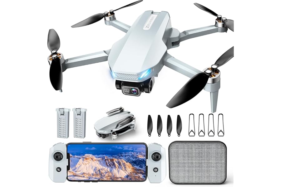 Drones with Camera for Adults Beginners, 2K HD FPV Foldable RC Quadcopter with Gesture Control, Waypoint Flight, One Key Take Off/Land, Altitude Hold, 3D Flips, 3 Speed Modes, 2 Batteries product image