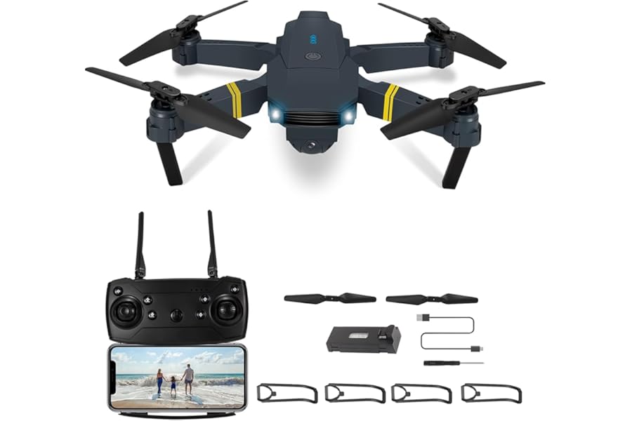 Drone With 1080P Camera for Adults Beginners,Foldable RC Quadcopter, Toys Drone,FPV Video, One Key Start, Headless Mode, Waypoints fly, 360° Flips product image