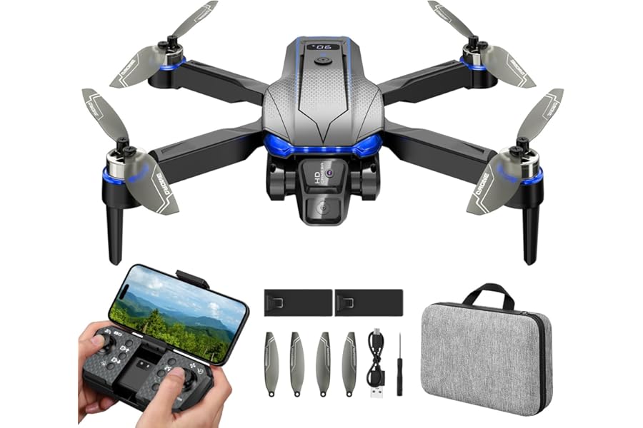 Buvnatep Foldable FPV Drone with 1080P Camera, RC Mini Drone for Kids and Adults, 2 Batteries, Carrying Case, Gesture Control, Altitude Hold, One-Key Launch/Landing, and 3D Flip Function product image
