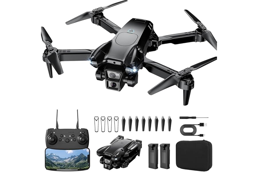 ASFSFQ Drone with Camera 1080P HD,Mini Drone for Beginners Kids Adults,Foldable RC Quadcopter with Stable Hover,Trajectory Flight,One Key Take Off/Land,2 Batteries,Toys for Boys and Girls (Black) product image