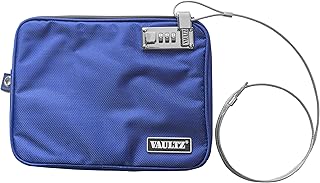 Vaultz Locking Pool Pouch - Water-Resistant Combination Locking Pouch w/Tether for Cash, Pool, Beach, Bank, or Travel - 7.5 x 9 Inches, Medium, Blue product image
