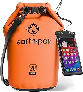 Earth Pak Waterproof Dry Bag - Roll Top Waterproof Backpack Sack Keeps Gear Dry for Kayak with Waterproof Phone Case product image