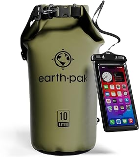 Earth Pak Waterproof Dry Bag - Roll Top Waterproof Backpack Sack Keeps Gear Dry for Kayak with Waterproof Phone Case product image
