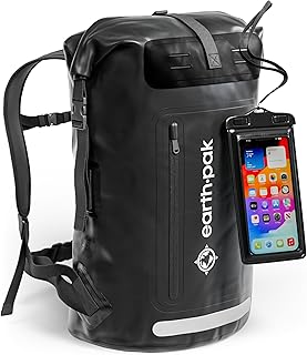 Earth Pak Waterproof Backpack - Heavy Duty Hiking Backpack - Roll-Top Closure Bag - Cushioned Dry Bag Waterproof Phone Case product image