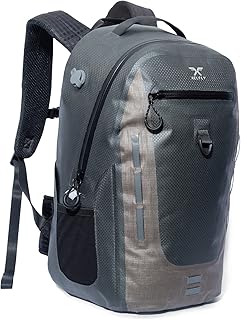 Xelfly Submersipack Waterproof Backpack - Submersible, Inflatable, Floating TPU Coated Durable Nylon Dry Bag with Airtight Zipper for Kayak, Fishing, Boating, Hiking, Paddle Board (Gray Stone, 25L) product image