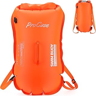ProCase 35L Swim Buoy Dry Bag, Floating Waterproof Backpack with Shoulder Waist Strap for Open Water Swimming Paddling Boating Kayaking Rafting Hiking Camping Fishing Beach -Orange product image