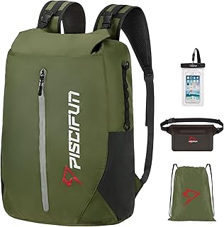 Piscifun Dry Bag Waterproof, Lightweight Dry Backpack Roll-Top Sealed with Waist Pouch and Phone Case Keeps Gear Dry Inside for Kayaking, Boating 10L 20L 30L product image