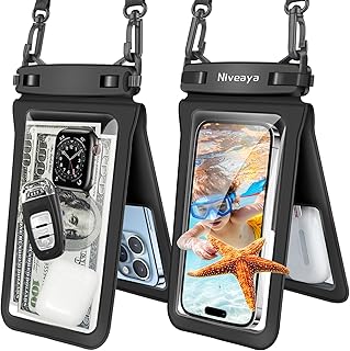 Niveaya Double Space Waterproof Phone Pouch (2-Pack) - IPX8 Phone Case Dry Bag for Beach, Kayak, Cruise Travel Essentials - Compatible with iPhone 17/16/15/14 Pro Max Galaxy S25/S24 Ultra (up to 8.3") product image