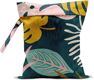 Wet Bag, Wet Dry Bag, Wet Bag for Swimsuit, Travel, Beach, Pool, Diapers, Dirty Yoga Gym Clothes, Makeup Bag, Waterproof Tropical Palm Leaves Decor Jungle Palm Leaf Favors product image