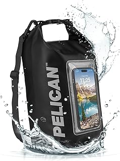 Pelican Marine IP68 Waterproof Dry Bag 5L - Roll Top Waterproof Backpack w/Phone Case/Pouch - Boating & Kayak Accessories - Essentials for Camping Swimming Beach Fishing Rafting Travel - Black product image