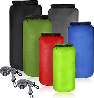 Shappy 6 Pcs Waterproof Dry Bag Set Ultralight Stuff Sack 20/15/10/8/5/3L Backpacking Bag with Long Adjustable Strap Outdoor Keep Gear Dry Sack for Camping Kayaking Boating Hiking Travel product image