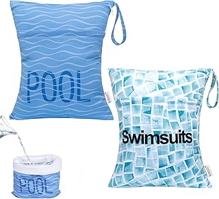 ALVABABY 2pcs Superior Waterproof Wet Dry Bags,Reusable with Two Zippered Pockets, Baby Cloth Diaper Wet Bags,Travel,Beach,Pool,Daycare,Soiled Baby Items,Yoga Gym Bag,Wet bag for Swimsuit product image